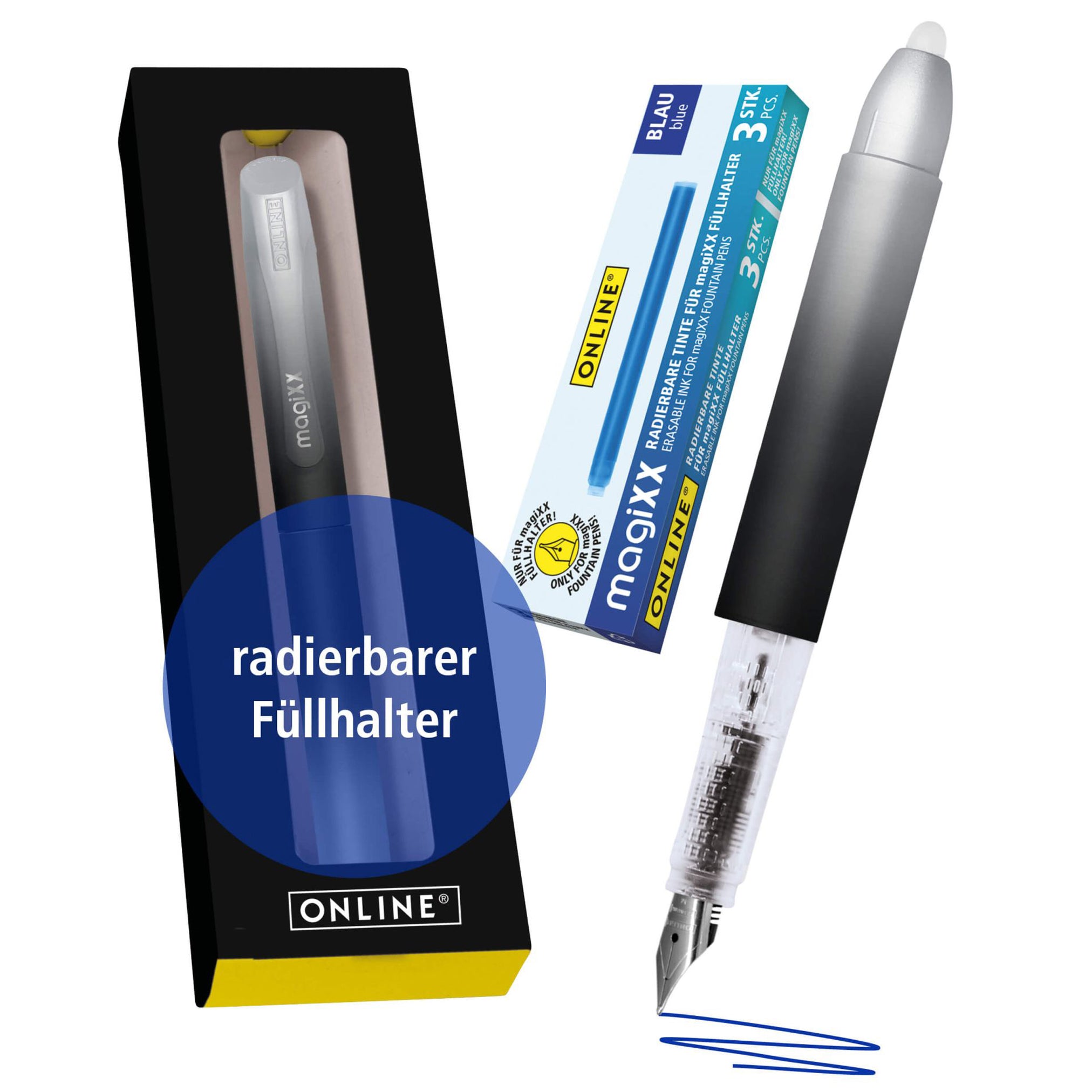 ONLINE-magiXX-Radierbarer-Fueller-schwarz-schreiben-radieren-korrigieren-70196-lafueliki