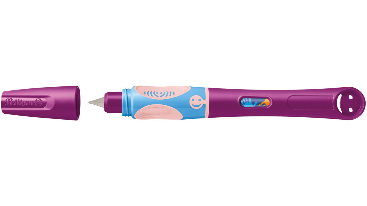 Pelikan-Griffix-Fueller-820332-Sweet-Berry-lila-Linkshaender-Kappe-offen-lafueliki