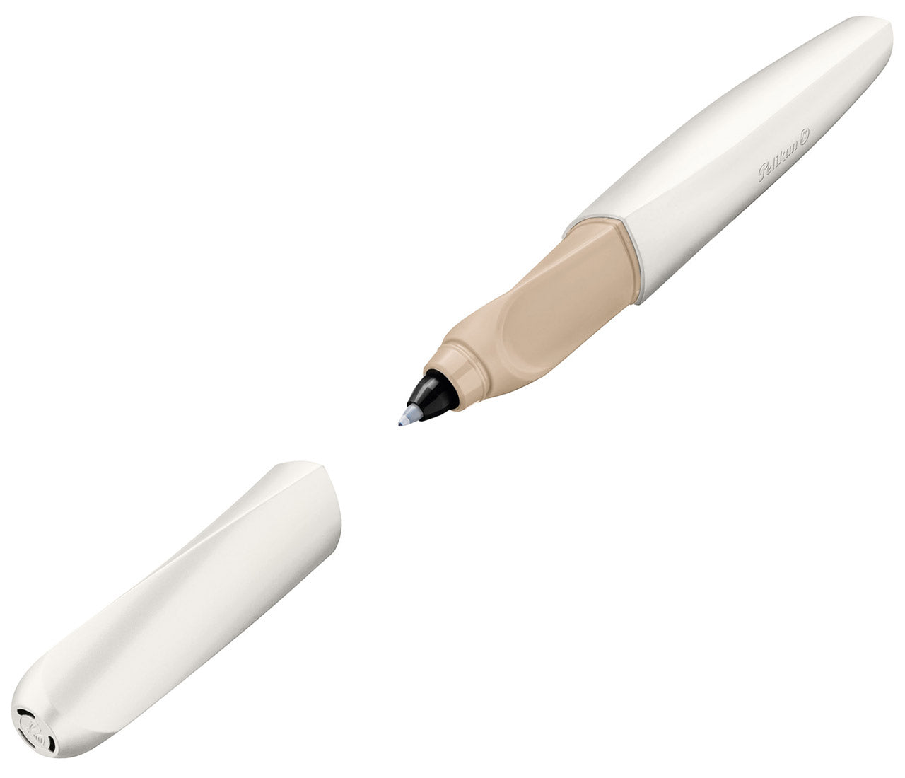 Pelikan-Tintenroller-Twist-weiss-White-Pearl-dynamisch-offen-57476-lafueliki