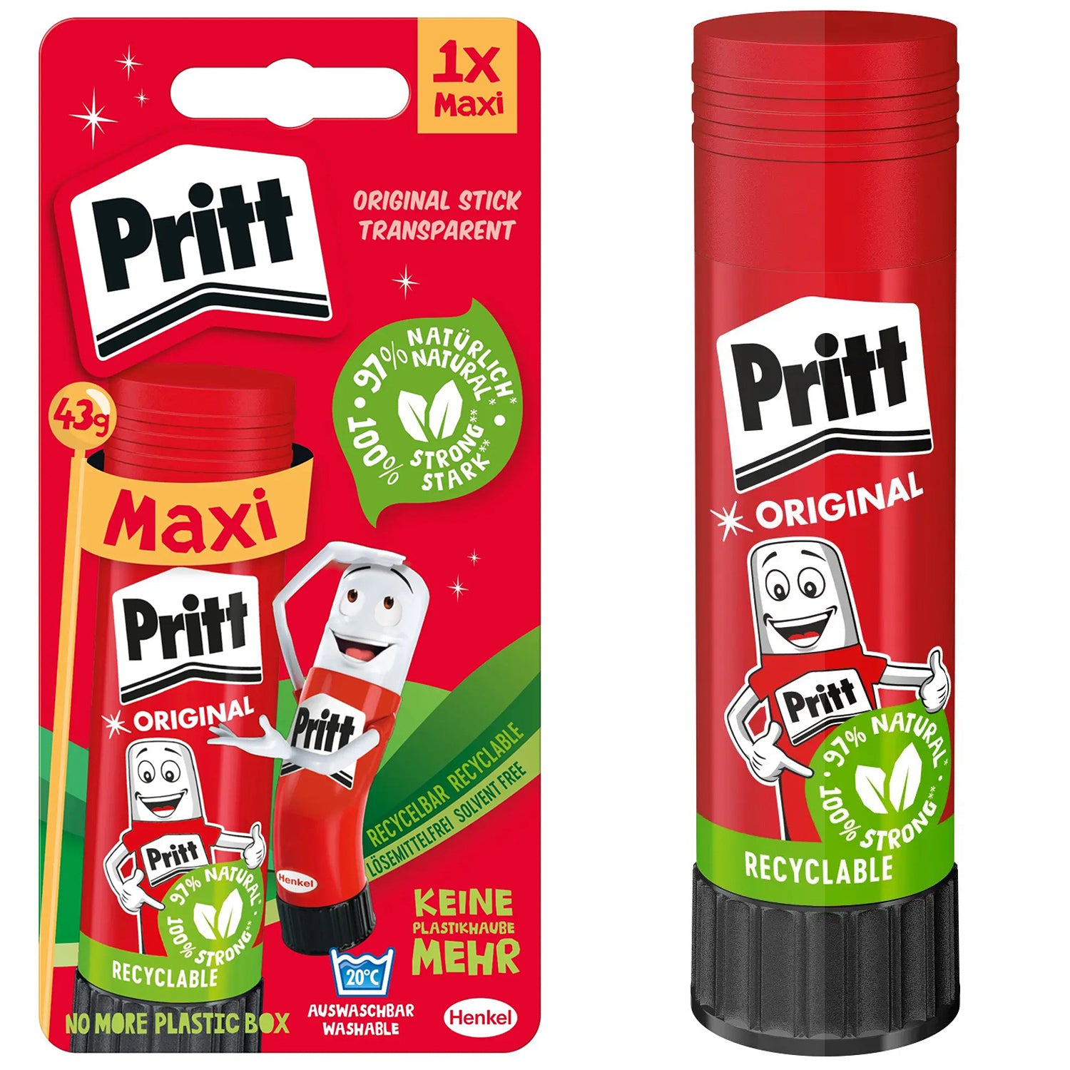 Pritt Klebestift MAXI 43 g · Transparent · für Schule, Basteln & Büro