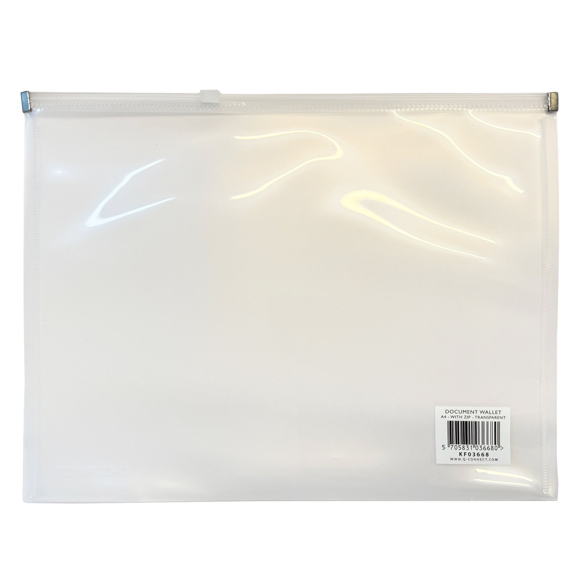 Q-CONNECT Dokumentenhülle mit Zip · Premium · A4 · transparent