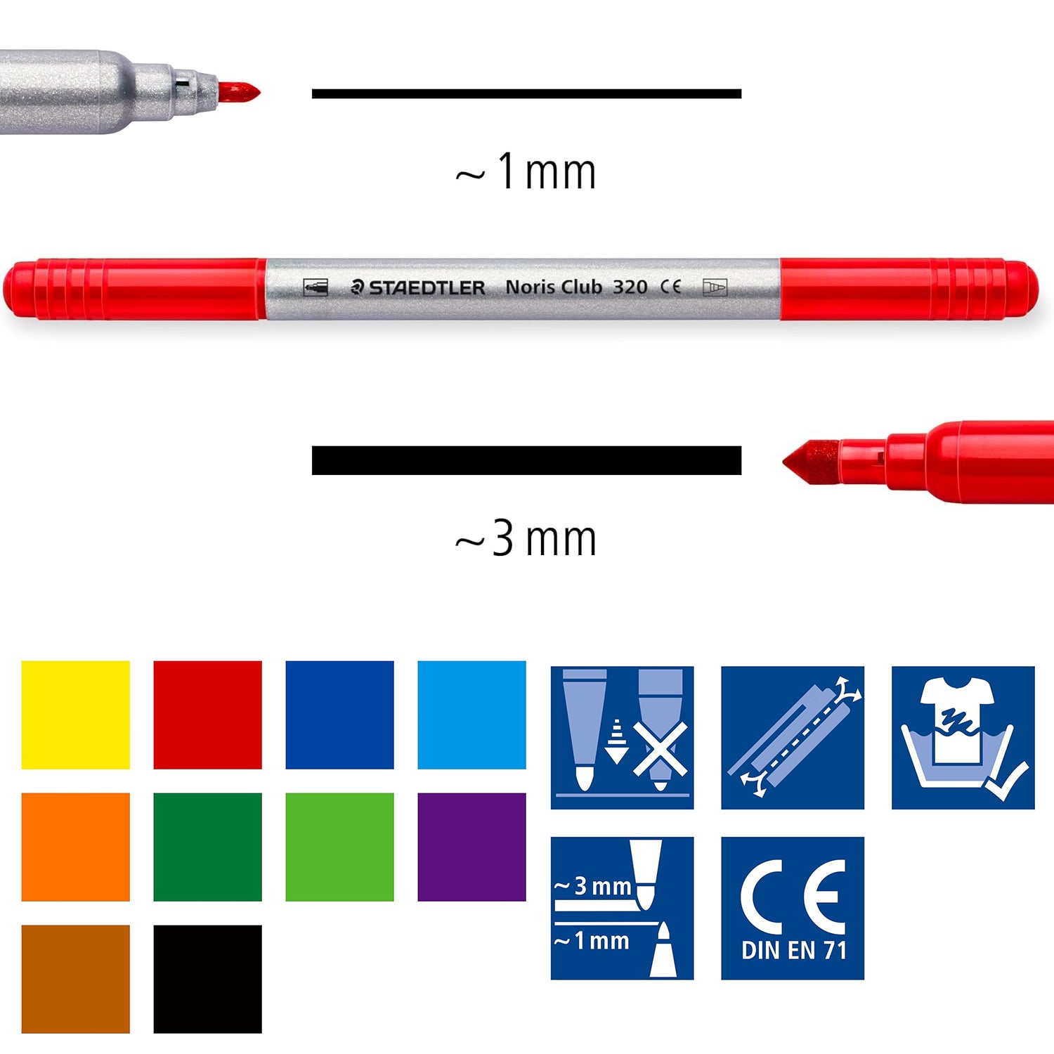 STAEDTLER Noris Doppelfasermaler 10er Set · dünn + dick
