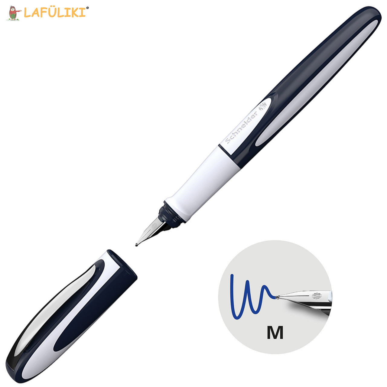 Schneider-Schulfueller-Ray-M-Rechtshaender-Fuellhalter-tiefblau-hellgrau-168203-lafueliki
