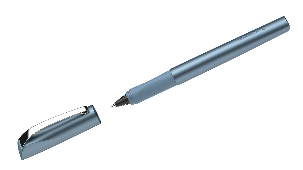 Schneider-Tintenroller-Ceod-Shiny-blue-blau-mit-metallspitz-186223-stift-offen-lafueliki
