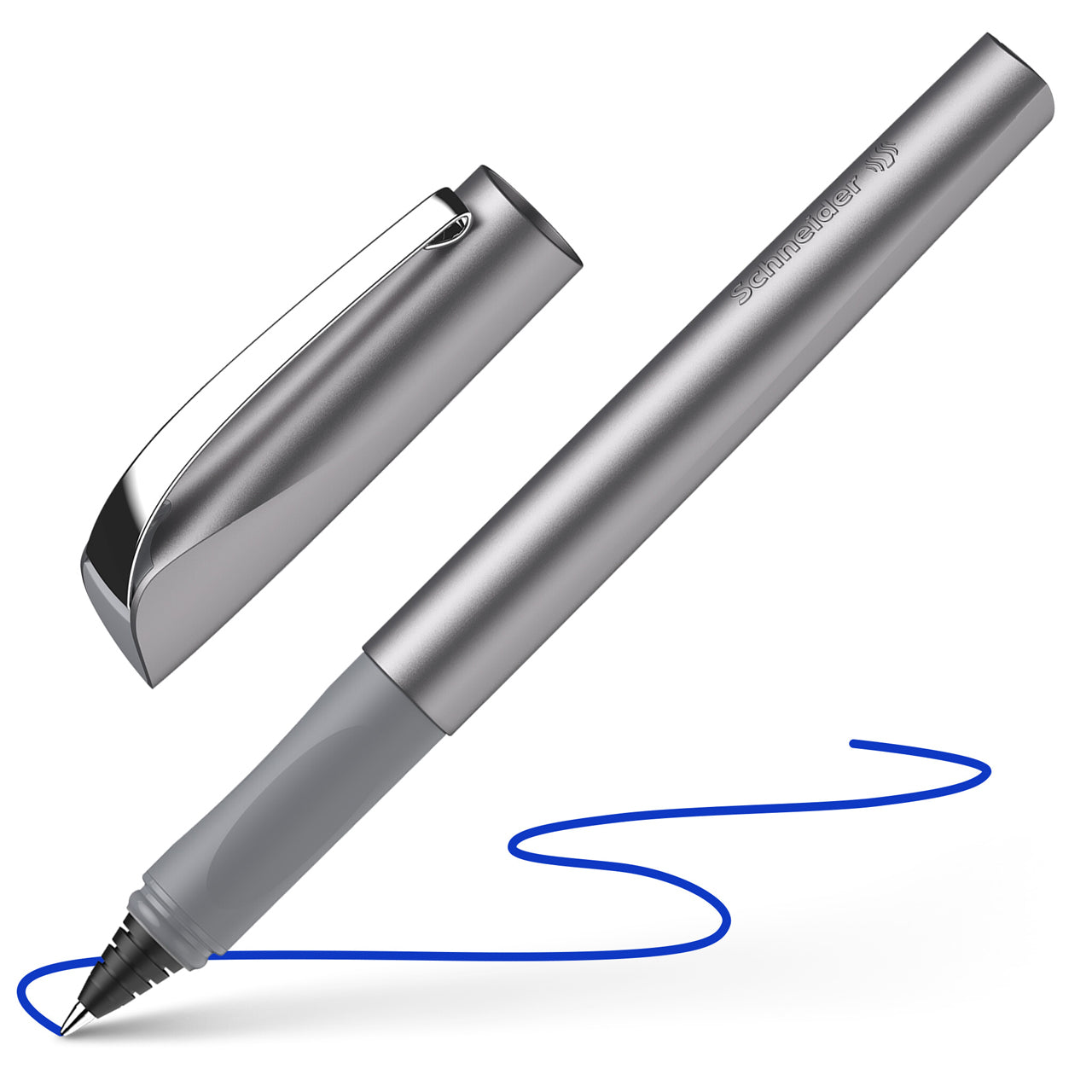 Schneider-Tintenroller-Ceod-Shiny-grau-silber-mit-metallspitz-Patronen-roller-186221-kaufen-lafueliki