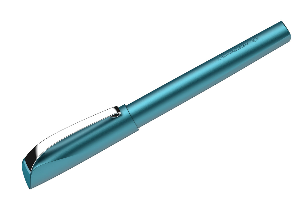 Schneider-Tintenroller-Ceod-Shiny-metallic-Teal-tuerkis-mit-metallspitz-nicht-radierbar-186257-stift-geschlossen-lafueliki