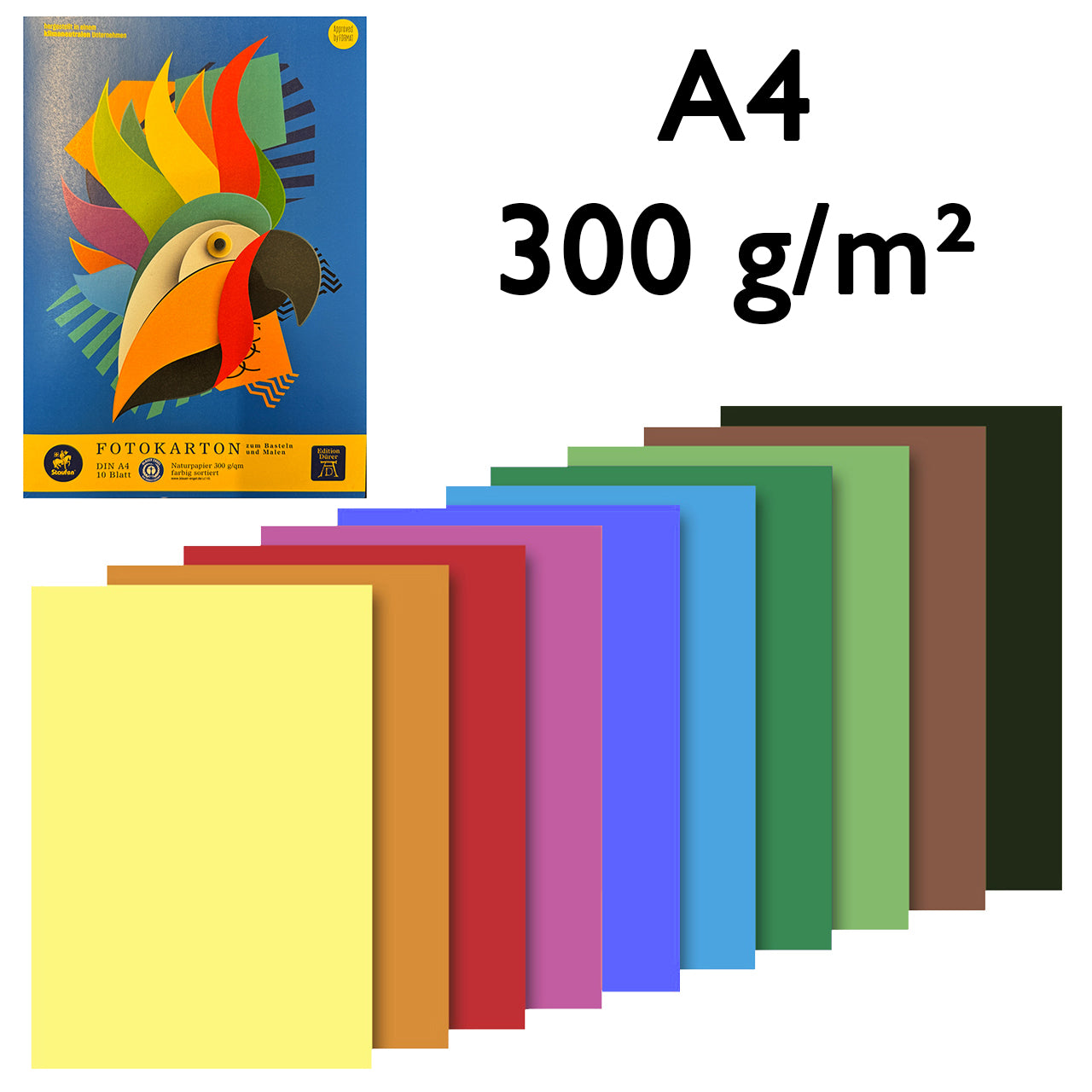 Staufen Fotokarton A4 · Block · 10 Farben · 300 g/m²