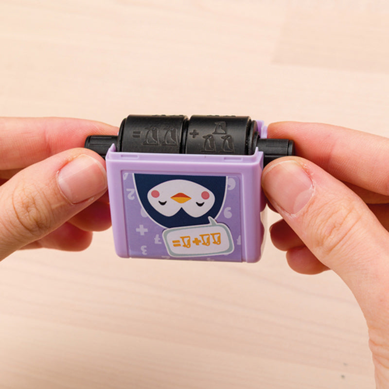TRODAT Little Dots Rechenrally Rollstempel · Erstes Zählen 1–10 · Pinguin