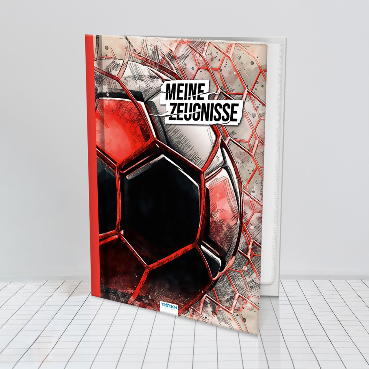 TRÖTSCH Zeugnismappe A4 · Fußball · 10 Einsteckfolien · Effekt-Folie