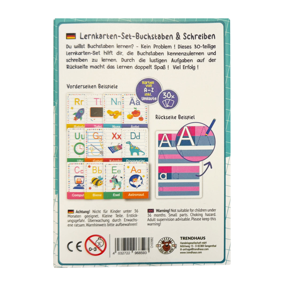 Trendhaus Lernkarten-Set · 30-teilig · Lesen · Buchstaben