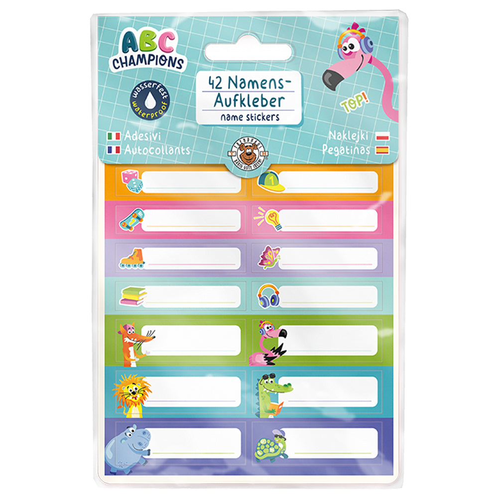 Trendhaus Namensetiketten · 42 wasserfeste Sticker · spülmaschinengeeignet