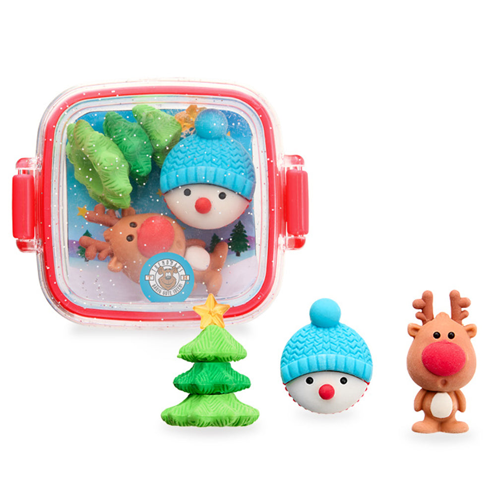Trendhaus Radierer · Winter-Freunde · 3er Set · Schneemann, Rentier & Tannenbaum