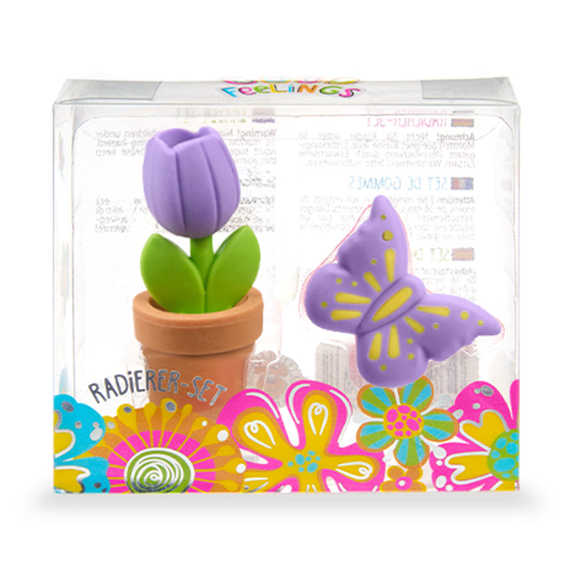 Trendhaus Radierer-Set Blume & Schmetterling