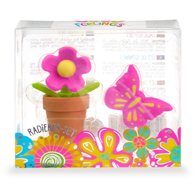 Trendhaus Radierer-Set Blume & Schmetterling