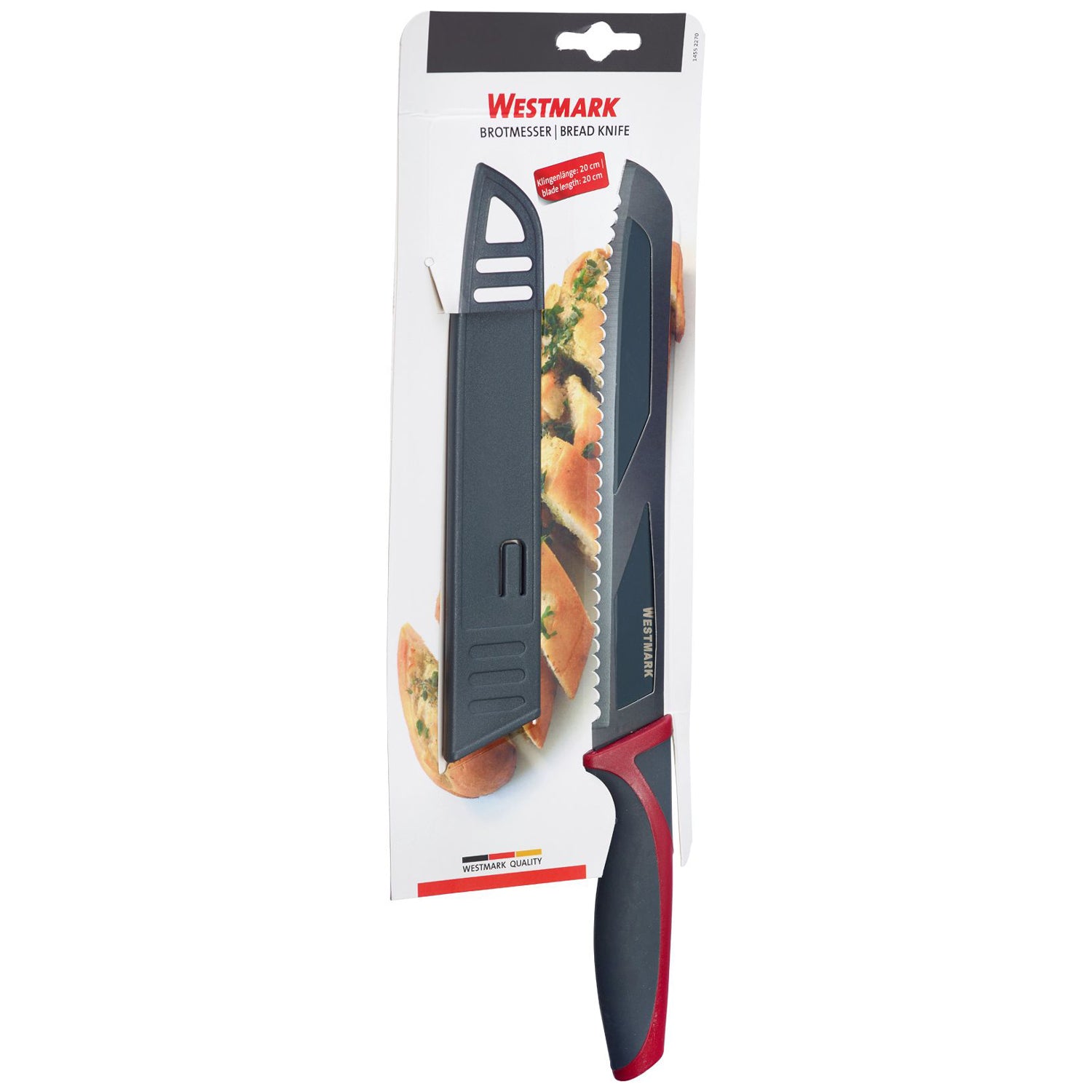 Westmark Brotmesser für Linkshänder · 20 cm · Wellenschliff · inkl. Klingenschutz