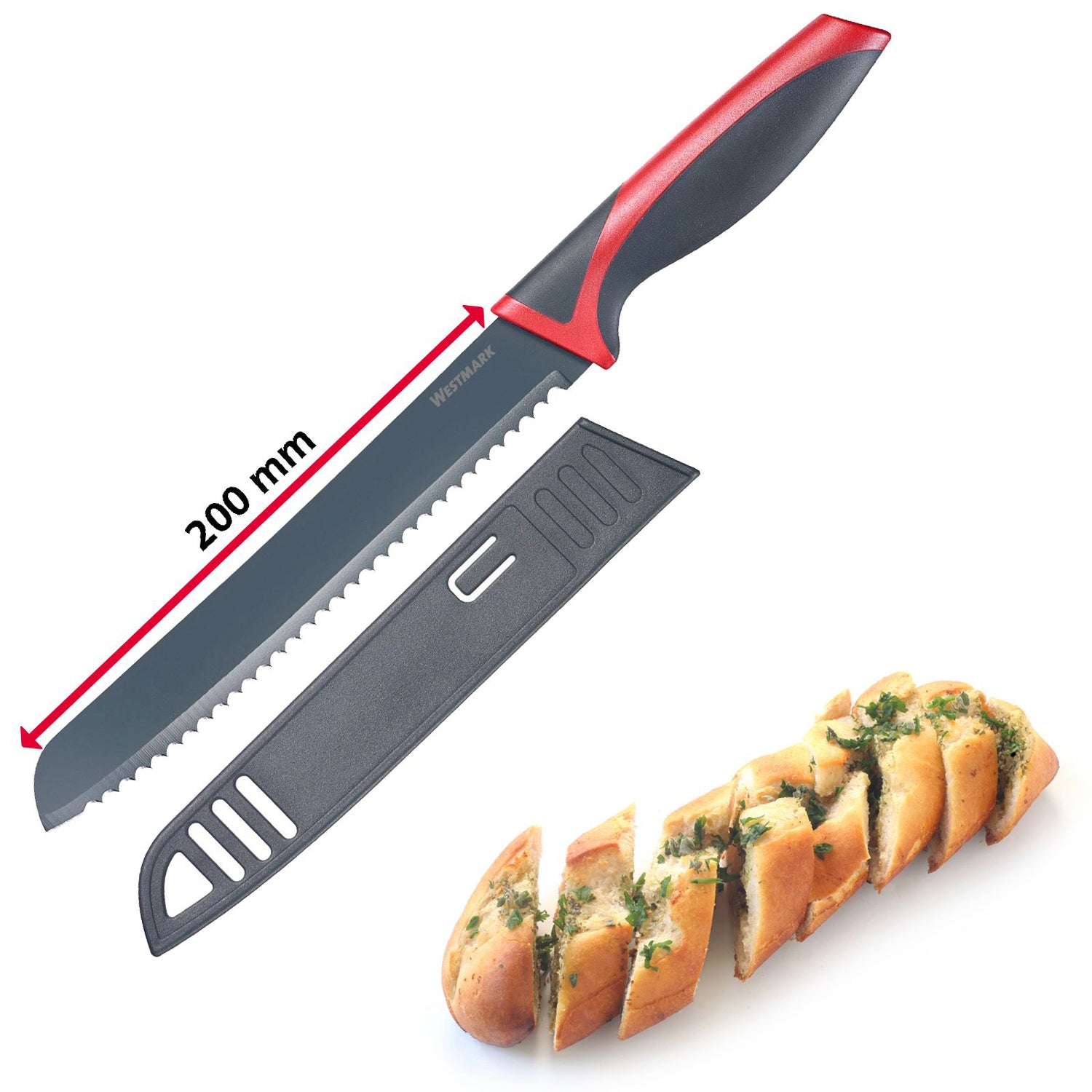Westmark Brotmesser für Linkshänder · 20 cm · Wellenschliff · inkl. Klingenschutz