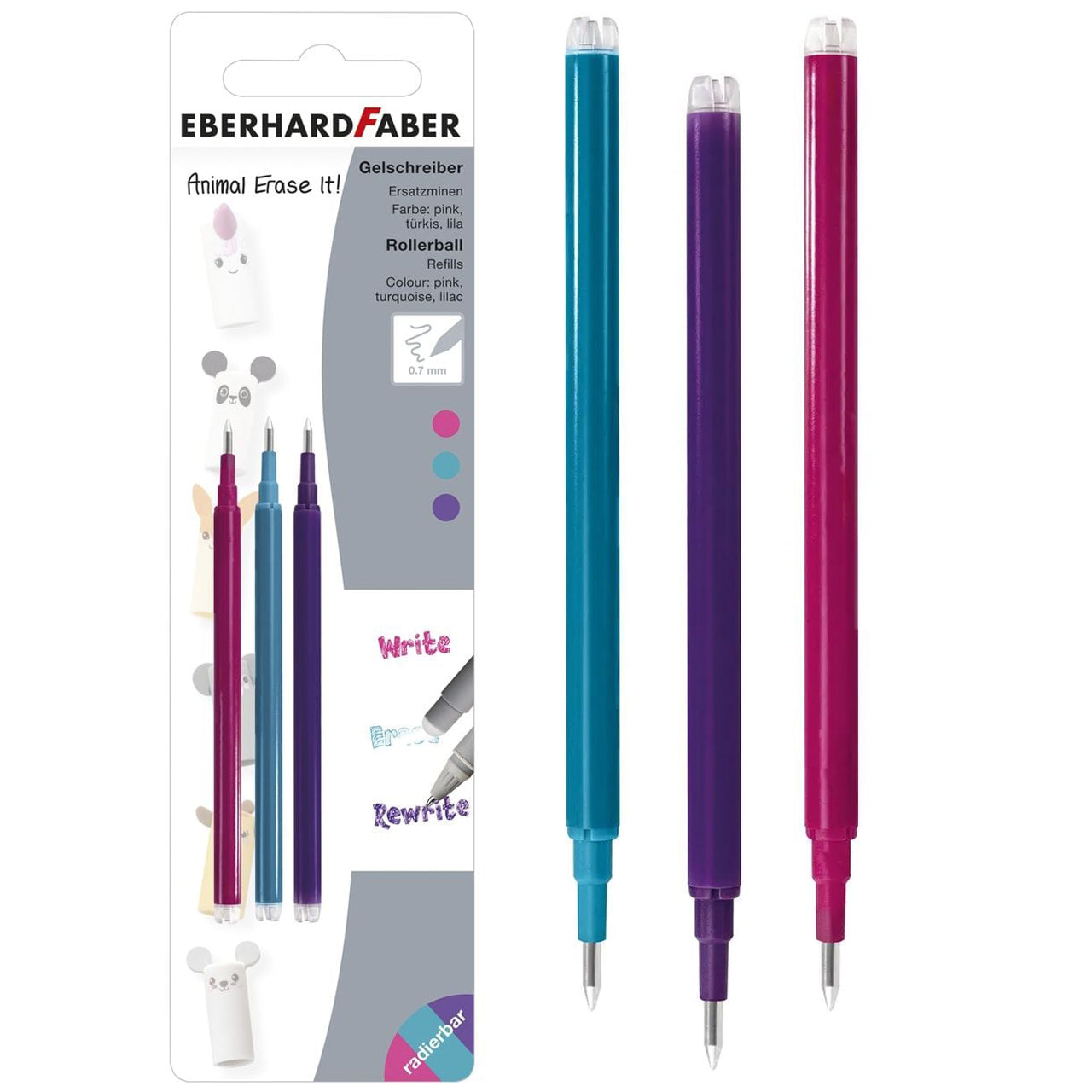 Eberhard Faber Erase It! Ersatzminen 3er Set Colors · pink, türkis, lila · radierbar
