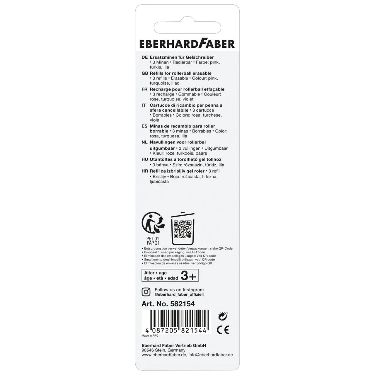 Eberhard Faber Erase It! Ersatzminen 3er Set Colors · pink, türkis, lila · radierbar