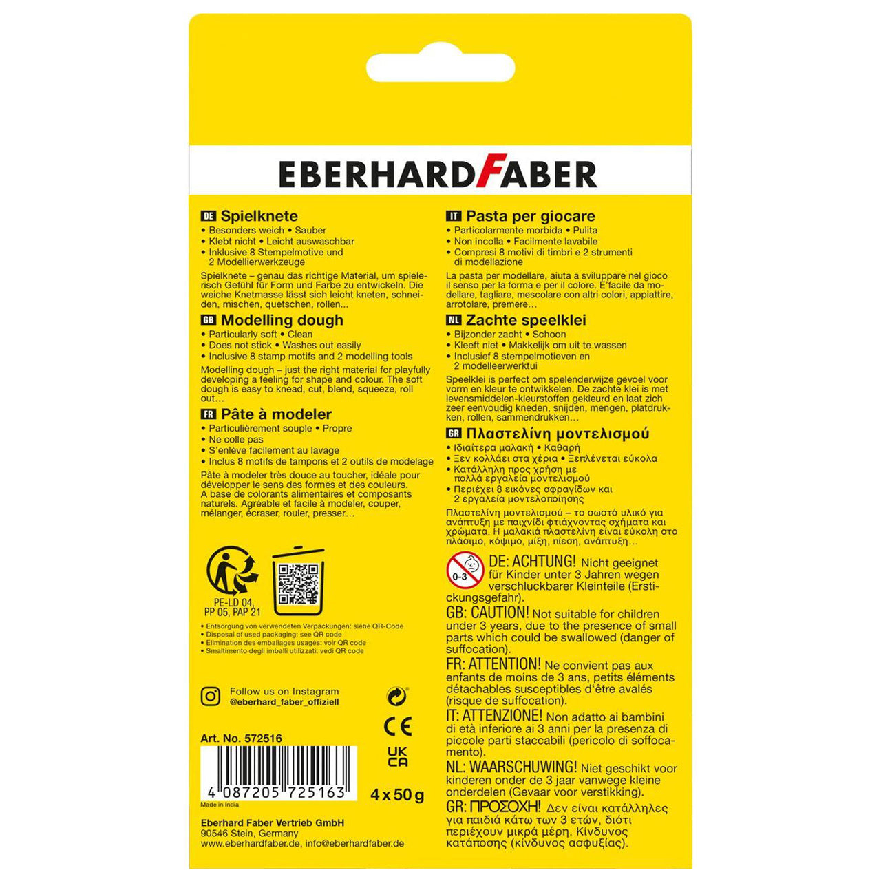 EBERHARD FABER Spielknete · 4er Set · 4x50 g · inkl. 2 Werkzeuge · Sonderfarben
