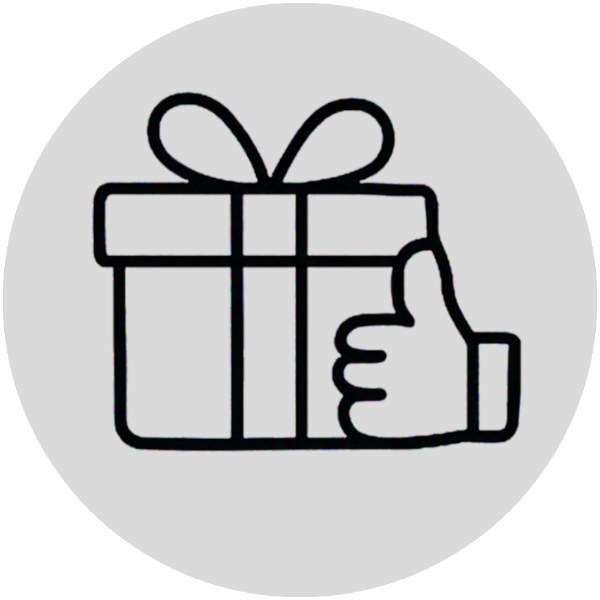 Icon eines Geschenkes mit einer Hand als Symbol für Geschenkideen für Linkshänder und Rechtshänder