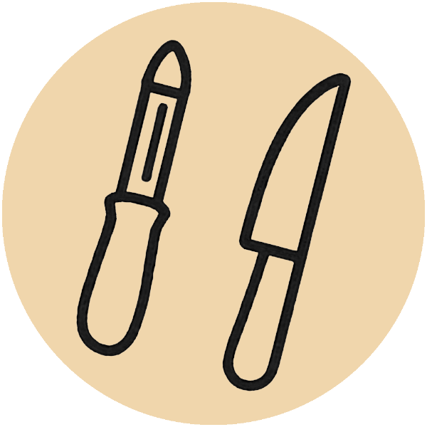 Icon von Schäler und Messer als Symbol für Haushaltswaren & Küchenhelfer