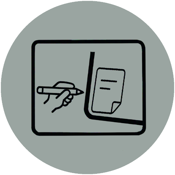Icon einer Schreibunterlage als Symbol für Schreibunterlagen