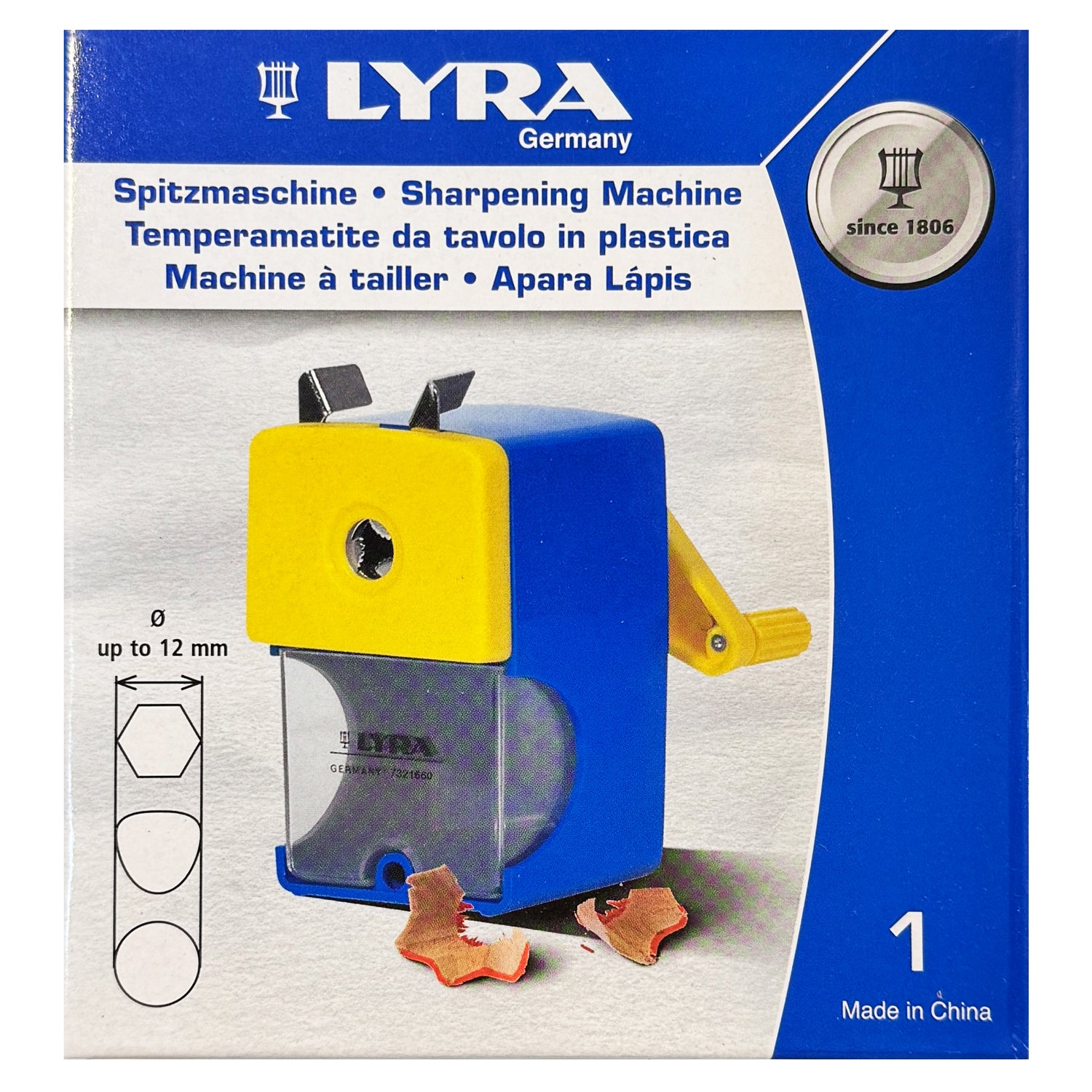 LYRA Spitzmaschine bis Ø 12 mm · gelb/blau – Modell 7321660