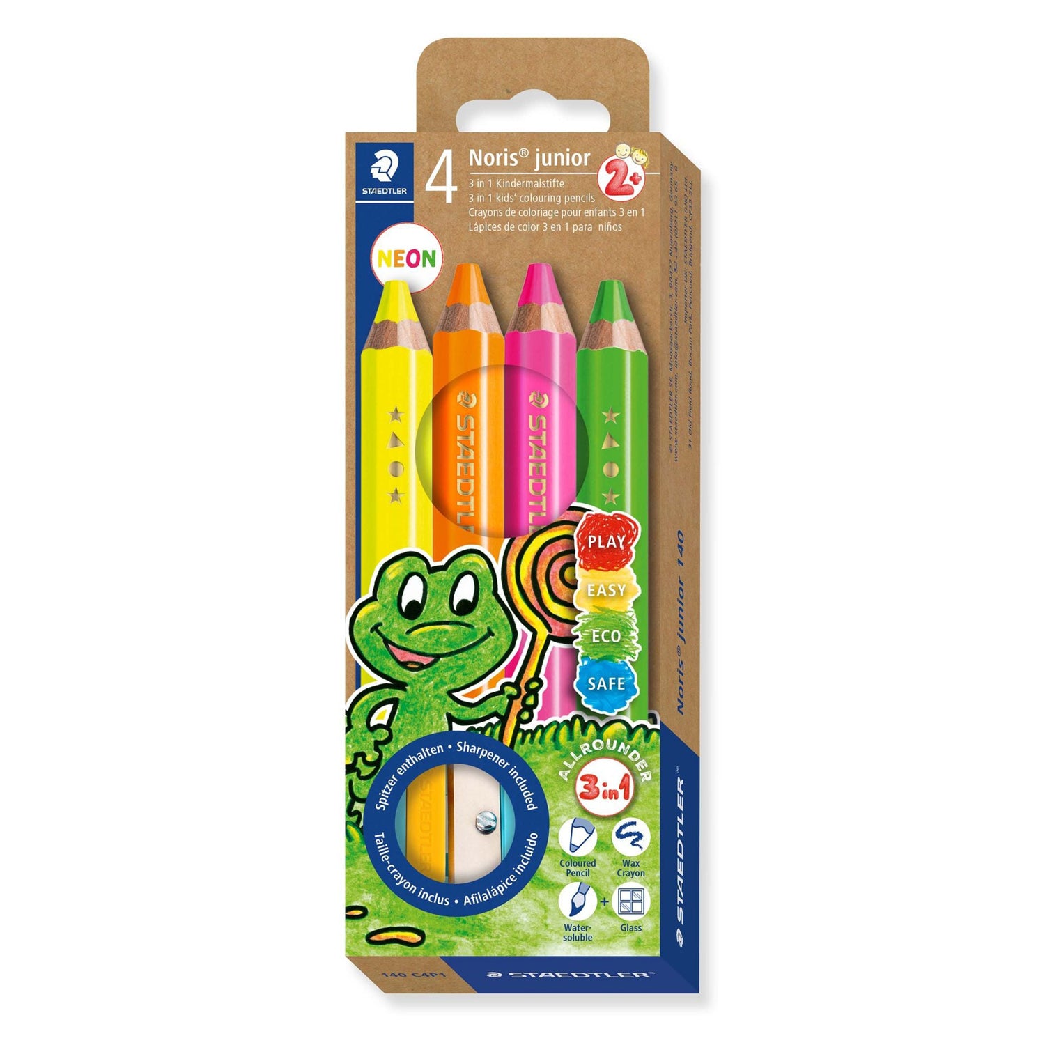 STAEDTLER Noris junior · Kindermalstift 3in1 · Neon + Spitzer